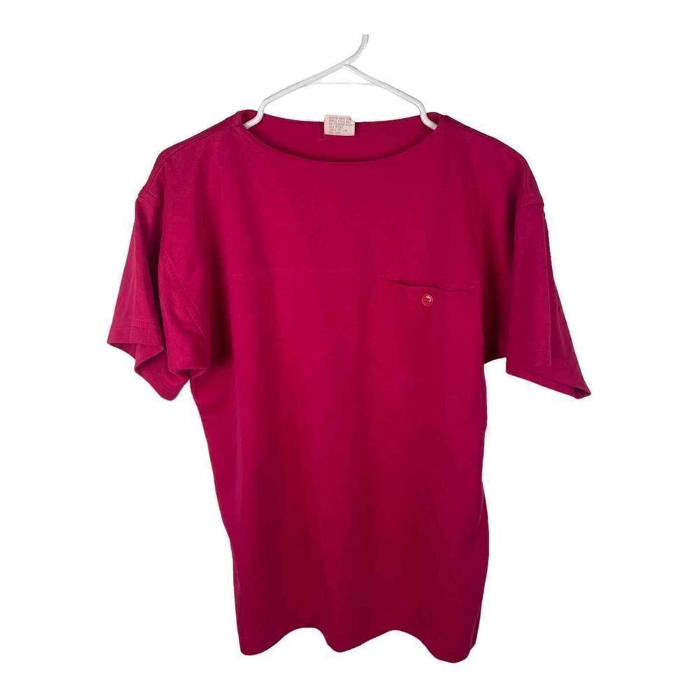 American Vintage‎ Dalton Sport Made in USA Hot Pink Pocket Tee Shirt Size Small